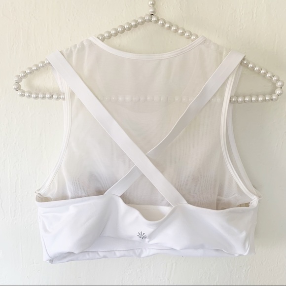 Athleta Reverse Layering Crop Sports Bra In White - Picture 4 of 9